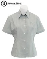 Blouse S/S - Green Stripe-all-students-THE U SHOP - New Zealand Shooting Federation