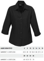 Blouse 3/4 sleeve - BLACK-ladies-garments-THE U SHOP - New Zealand Shooting Federation